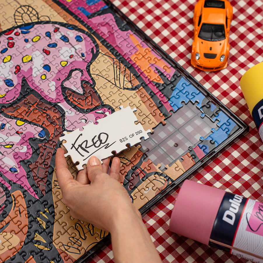 Signed and individually numbered Sweet Disorder puzzle piece by Freo from Pinnacle Puzzle Series 2